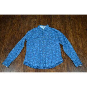 Mens Twenty X Sz XL Blue Pearl Snap Shirt Western Floral Utility Rugged Casual